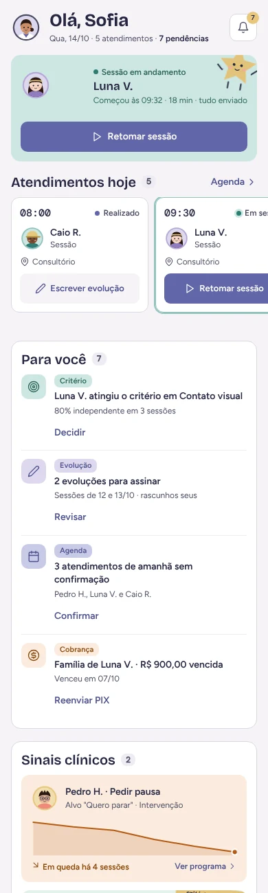 Abaly home on mobile with the live session card