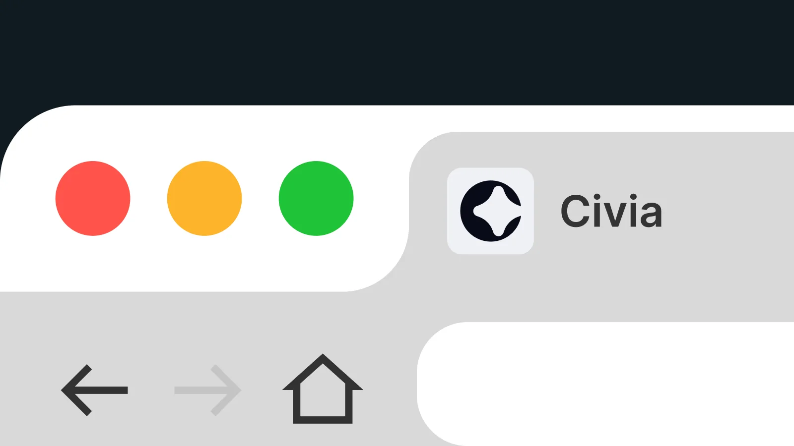 Close-up of a browser tab showing the Civia favicon and name