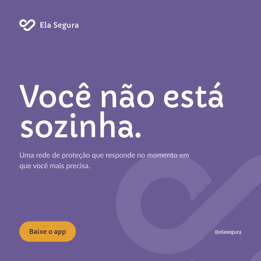 Feed post: “Você não está sozinha.” on primary purple