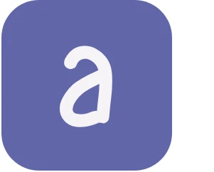 The abaly app icon: the first a, white on a periwinkle square with 22% corner radius