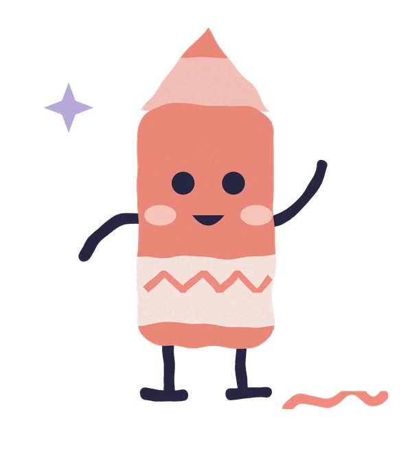 Giz: a guava crayon with a sharpened tip and a scribble on the floor