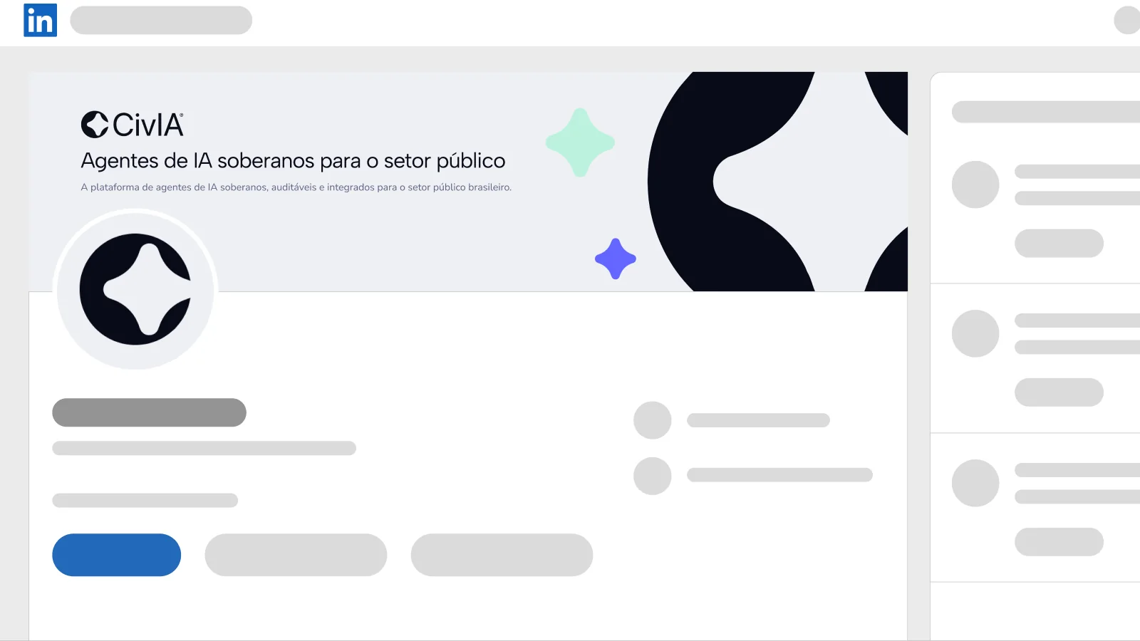 LinkedIn company page with the Civia cover: sovereign AI agents for the public sector